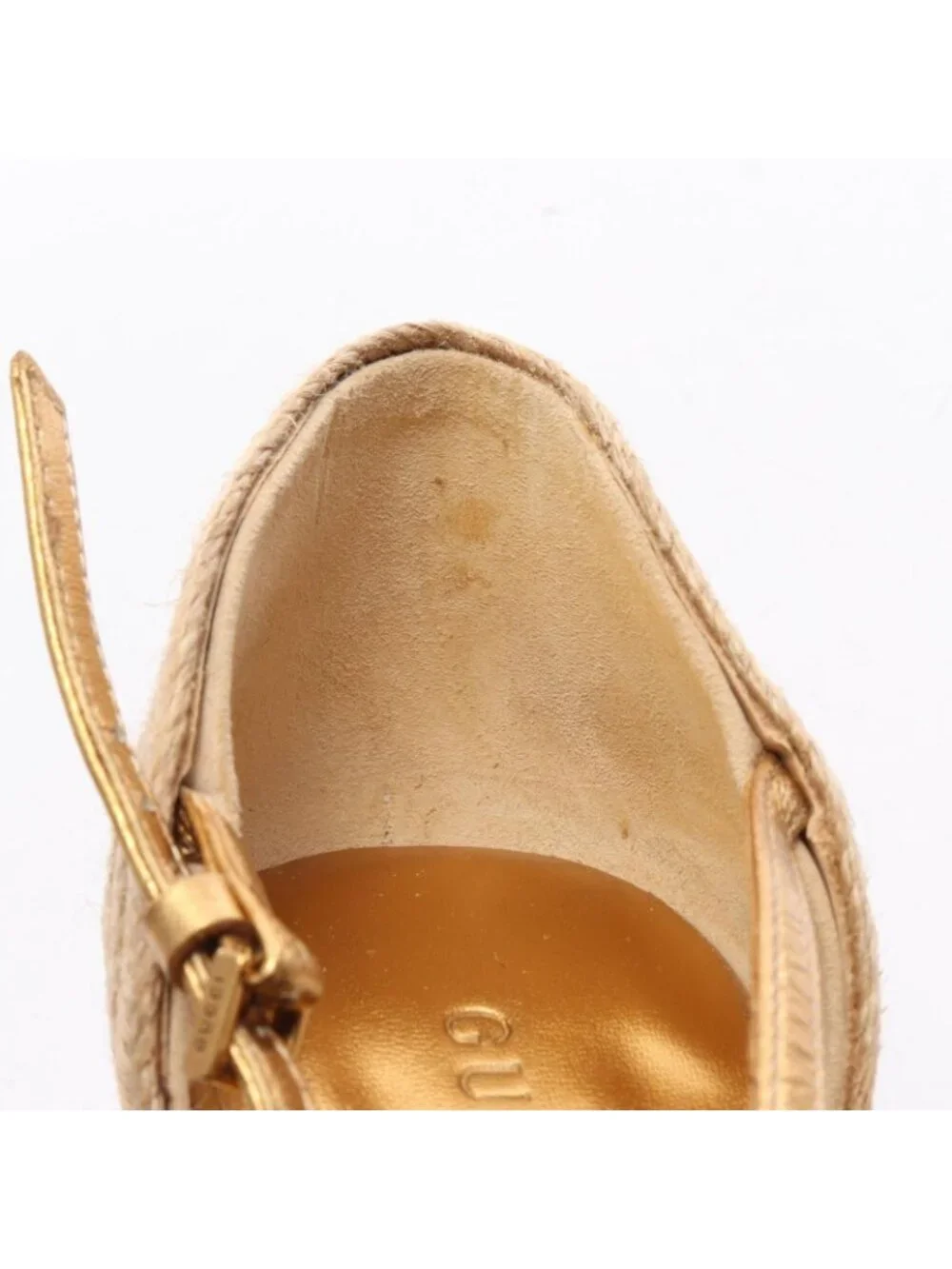 Gucci Sandals Carolina Bijou Wedge Sole Espadrilles Leather